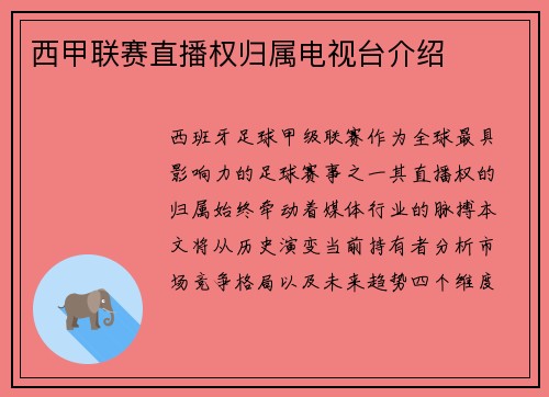西甲联赛直播权归属电视台介绍